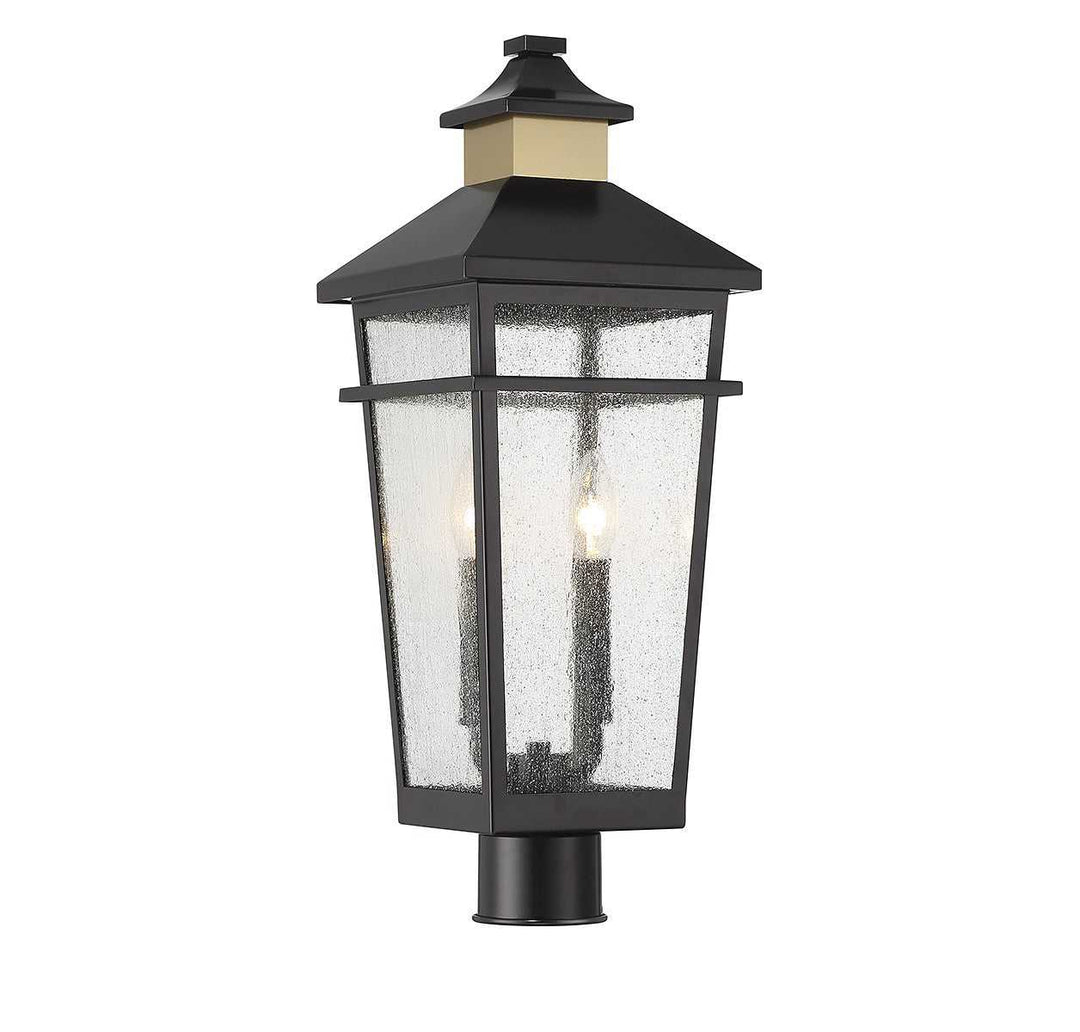 Kingsley Two Light Outdoor Post Lantern in Matte Black with Warm Brass Savoy House
