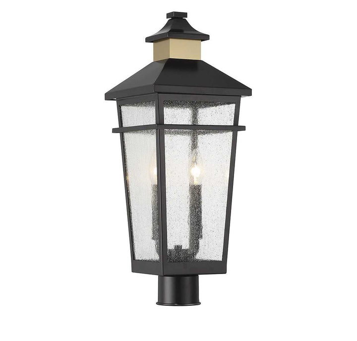 Kingsley Two Light Outdoor Post Lantern in Matte Black with Warm Brass Savoy House