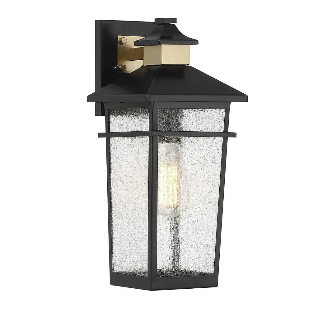Kingsley One Light Outdoor Wall Lantern in Matte Black with Warm Brass Savoy House