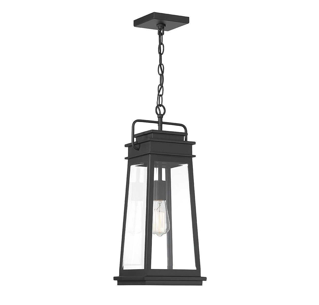 Boone One Light Outdoor Hanging Lantern in Matte Black Savoy House