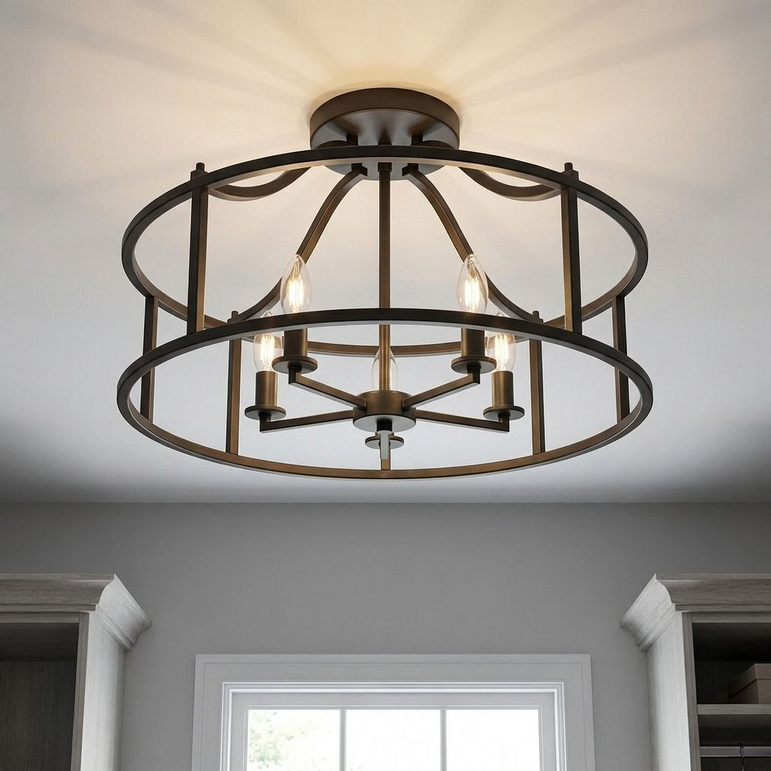 Savoy House - 6-1679-5-89 - Five Light Semi Flush Mount - Stockton - Matte Black
