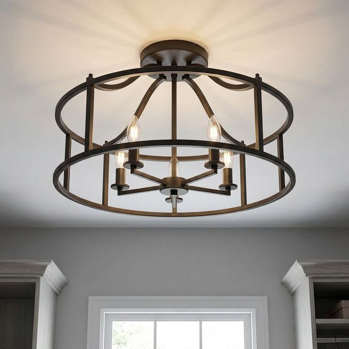 Savoy House - 6-1679-5-89 - Five Light Semi Flush Mount - Stockton - Matte Black
