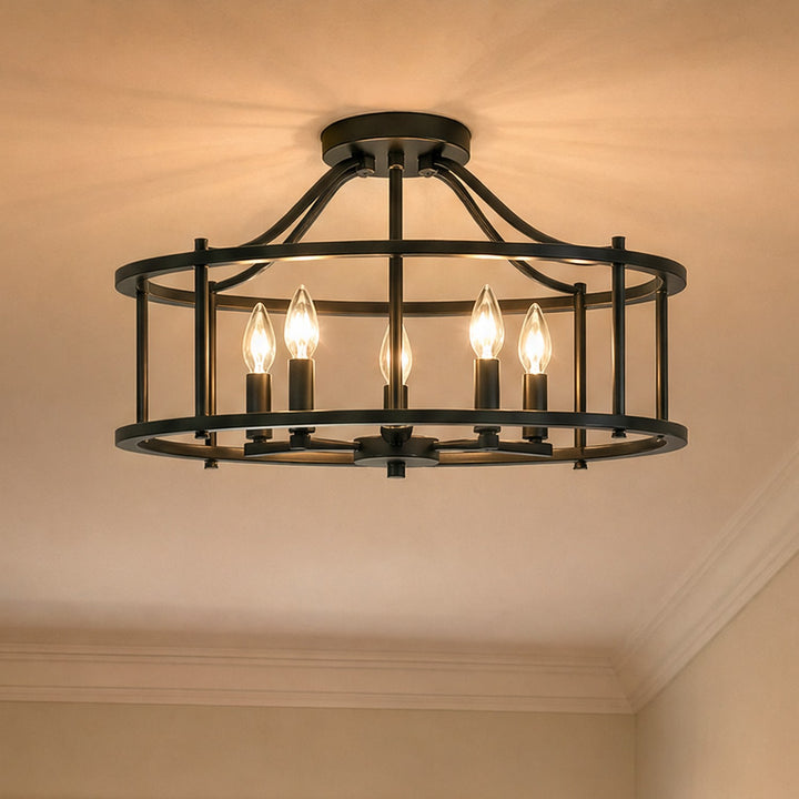 Savoy House - 6-1679-5-89 - Five Light Semi Flush Mount - Stockton - Matte Black