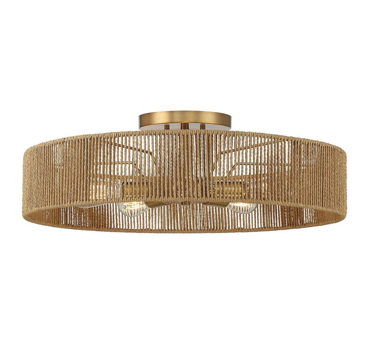 Savoy House - 6-1682-5-320 - Five Light Semi Flush Mount - Ashe - Warm Brass/Rope