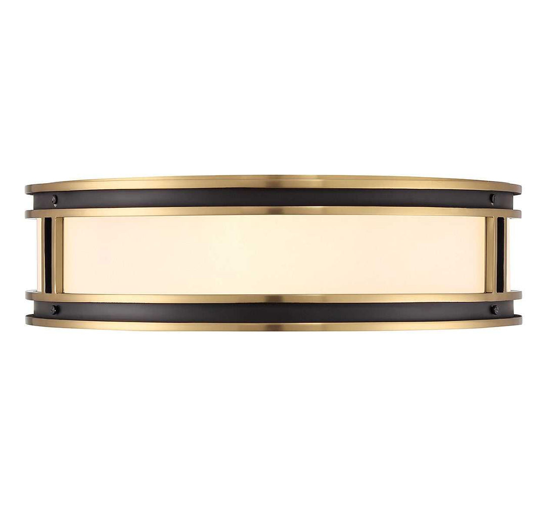 Alberti Four Light Flush Mount in Matte Black with Warm Brass Savoy House
