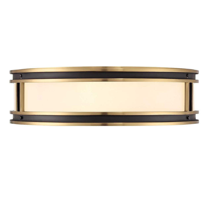 Alberti Four Light Flush Mount in Matte Black with Warm Brass Savoy House