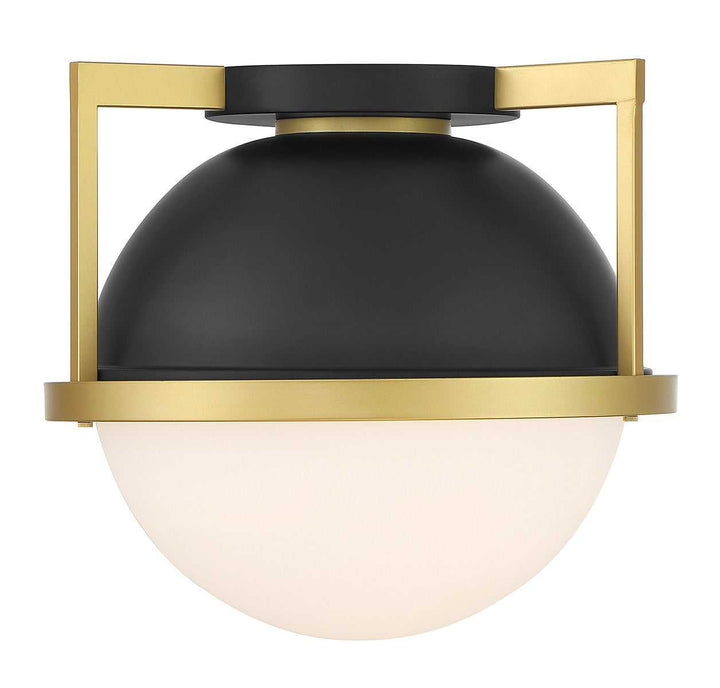 Carlysle One Light Flush Mount in Matte Black with Warm Brass Savoy House
