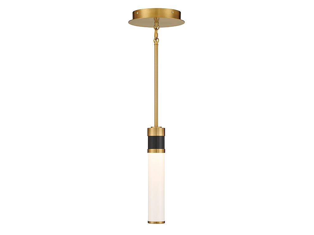 Abel LED Mini Pendant in Matte Black with Warm Brass Accents Savoy House
