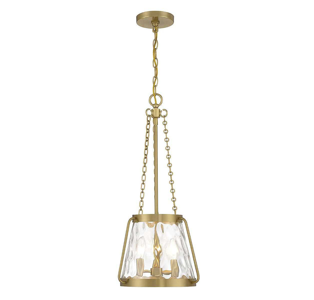 Crawford Three Light Pendant in Warm Brass Savoy House
