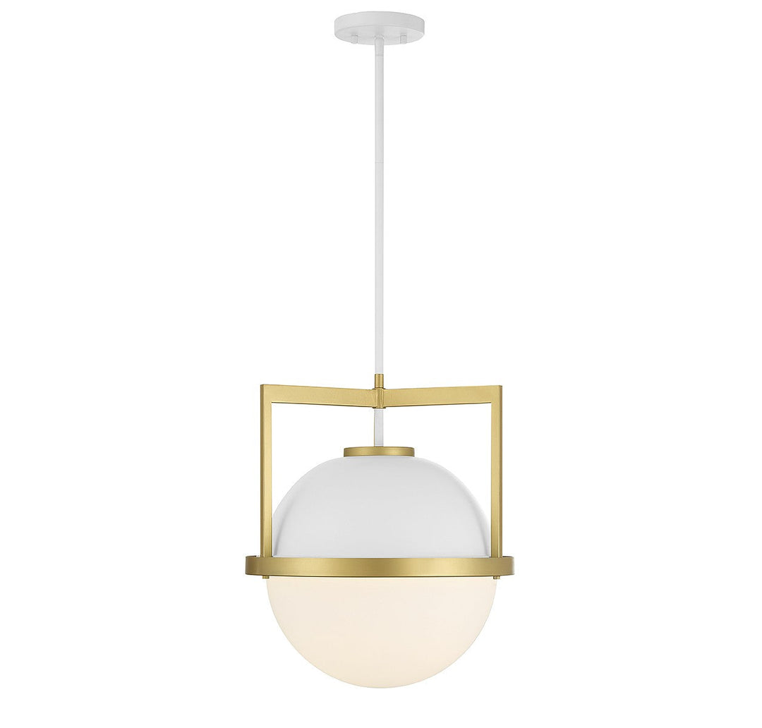 Savoy House - 7-4600-1-142 - One Light Pendant - Carlysle - White w/Warm Brass