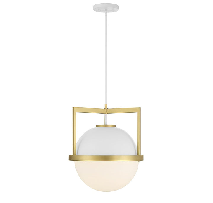 Savoy House - 7-4600-1-142 - One Light Pendant - Carlysle - White w/Warm Brass