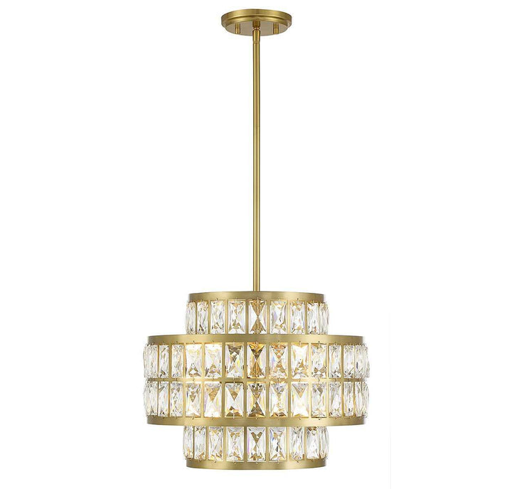 Renzo Three Light Pendant in Warm Brass Savoy House