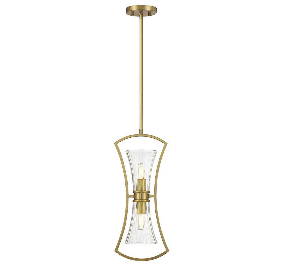 Bennington Two Light Pendant in Warm Brass Savoy House