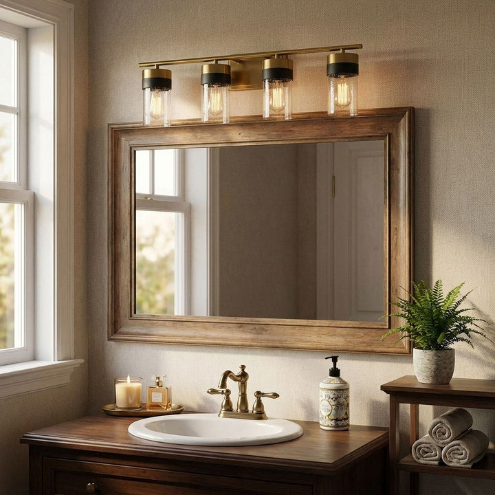 Savoy House - 8-3600-4-322 - Four Light Bathroom Vanity - Brickell - Warm Brass