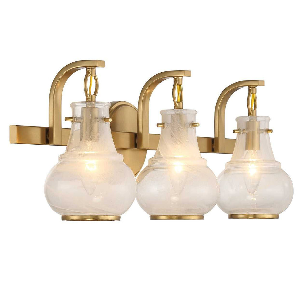 Adams Three Light Bathroom Vanity in Warm Brass Savoy House