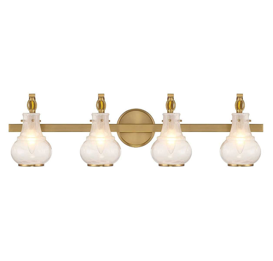 Adams Four Light Bathroom Vanity in Warm Brass Savoy House