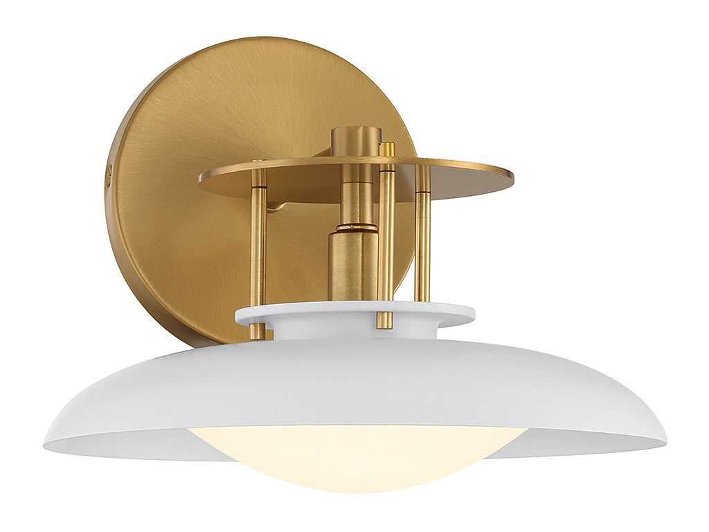 Gavin One Light Wall Sconce in White with Warm Brass Accents Savoy House