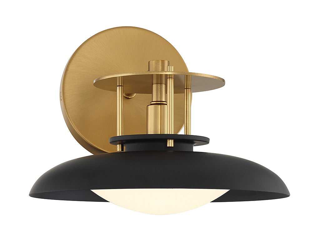 Gavin One Light Wall Sconce in Matte Black with Warm Brass Accents Savoy House