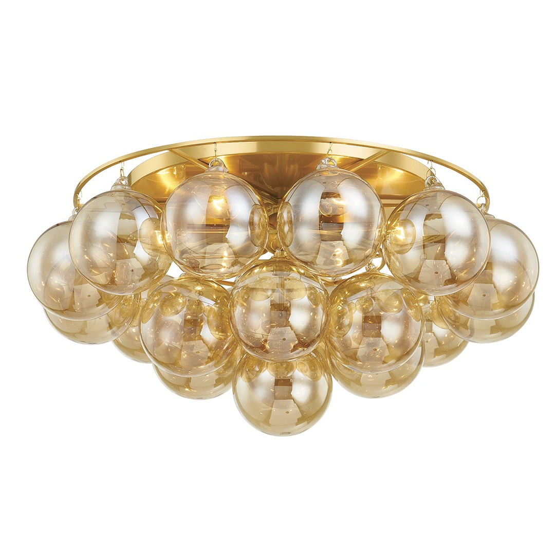 Mimi Six Light Flush Mount in Aged Brass - available from The Lighting Shoppe, trusted by Canadian homeowners