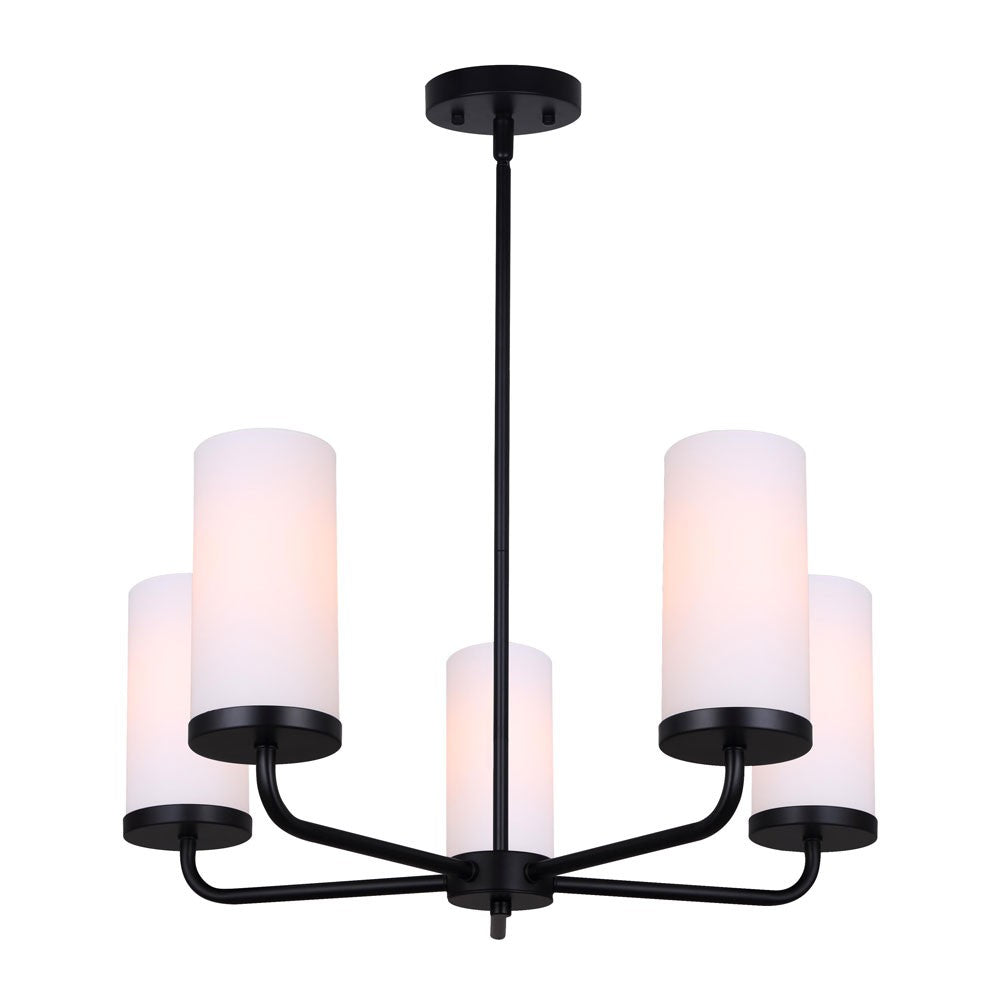 Malloy Five Light Chandelier in Matte Black - available from The Lighting Shoppe, trusted by Canadian homeowners