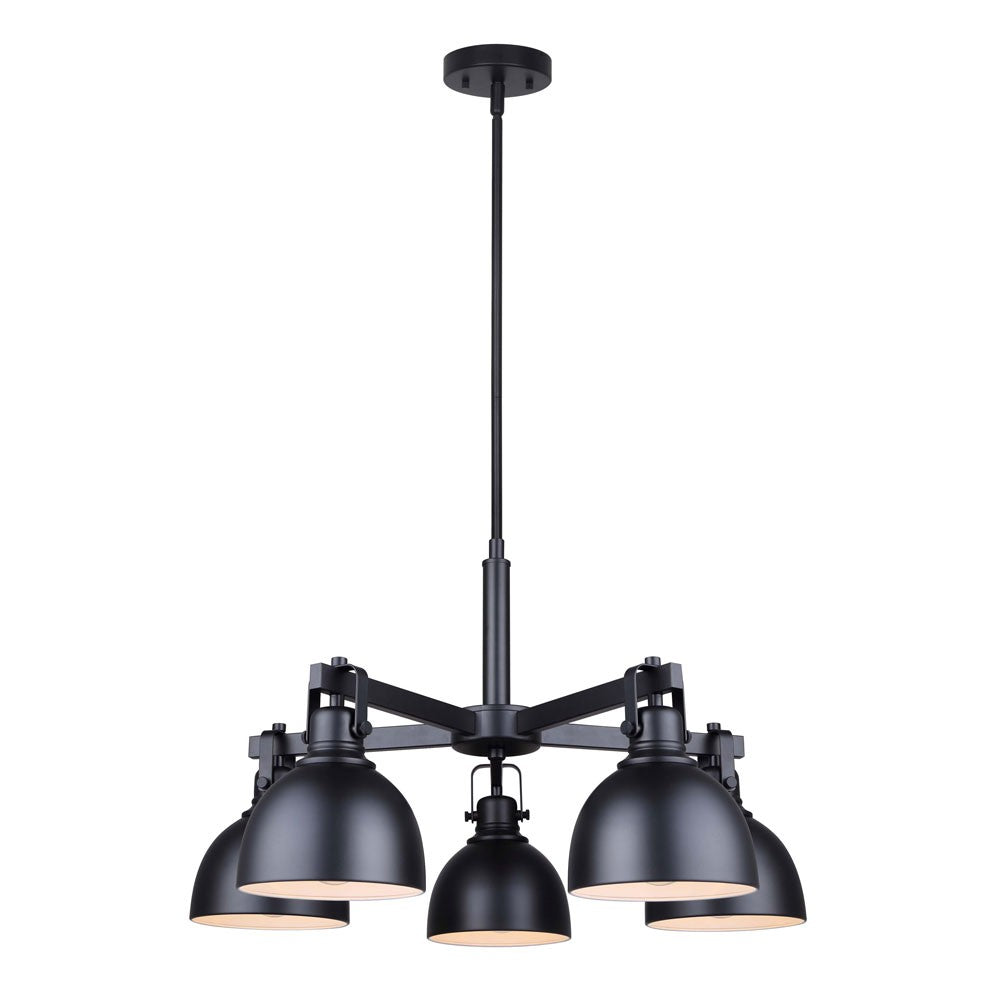 Polo Five Light Chandelier in Matte Black - available from The Lighting Shoppe, trusted by Canadian homeowners