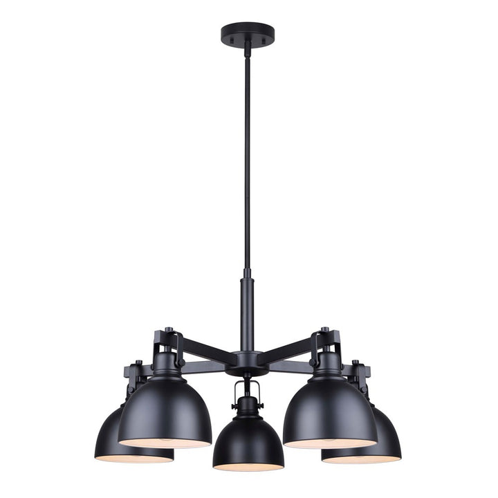 Polo Five Light Chandelier in Matte Black - available from The Lighting Shoppe, trusted by Canadian homeowners