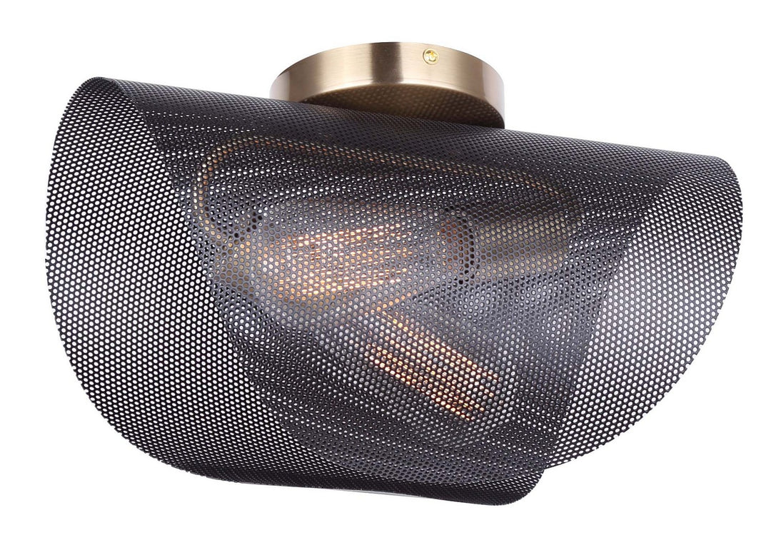 Huxlee Two Light Flush Mount in Matte Black And Gold - available from The Lighting Shoppe, trusted by Canadian homeowners