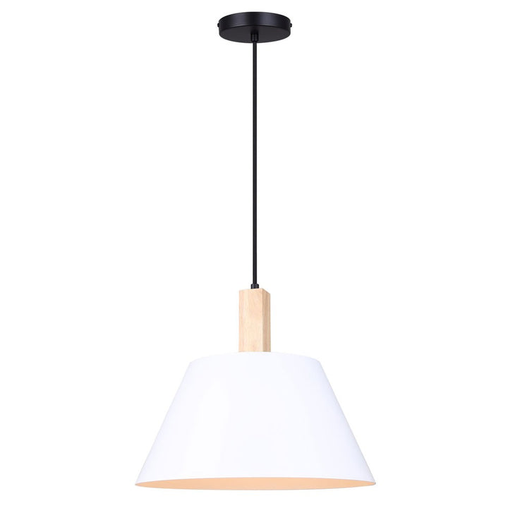 Harlyn One Light Pendant in Matte Black, Matte White, And Real Wood - available from The Lighting Shoppe, trusted by Canadian homeowners