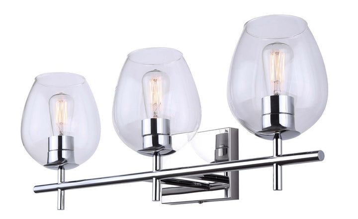 Cain Three Light Vanity in Chrome - available from The Lighting Shoppe, trusted by Canadian homeowners