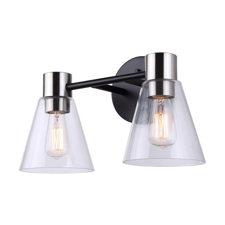 Davina Two Light Vanity in Matte Black - available from The Lighting Shoppe, trusted by Canadian homeowners