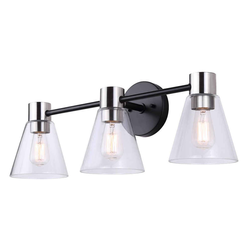 Davina Three Light Vanity in Matte Black - available from The Lighting Shoppe, trusted by Canadian homeowners