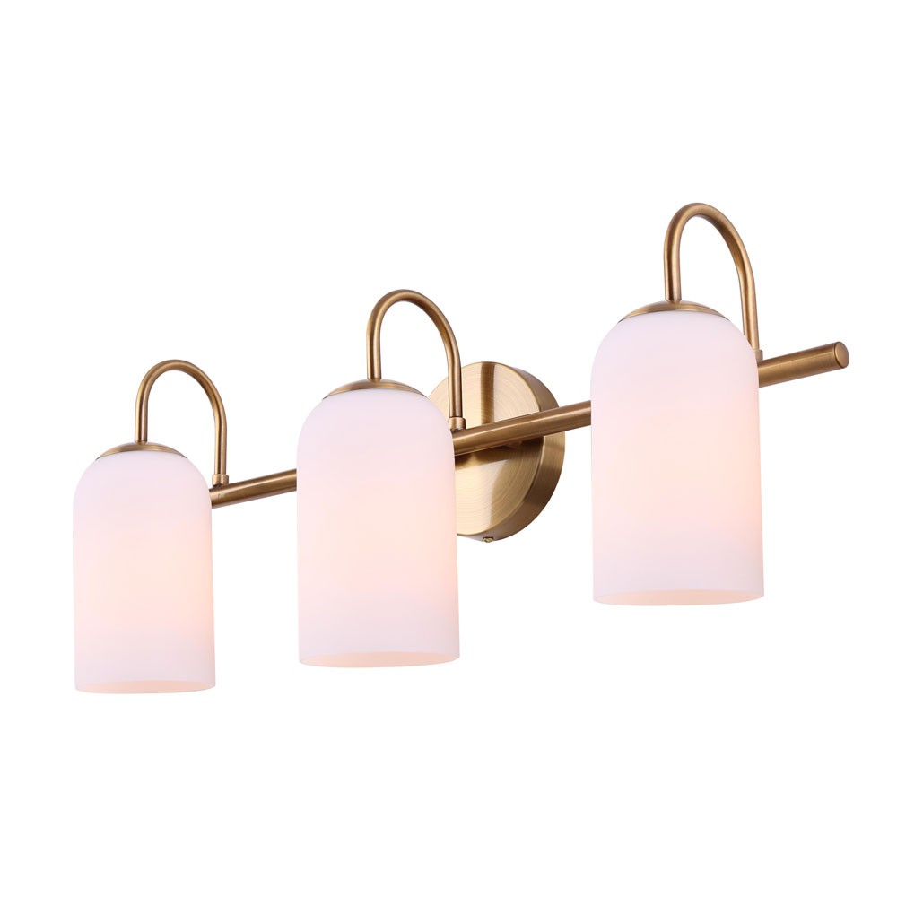 Novalee Three Light Vanity in Gold - available from The Lighting Shoppe, trusted by Canadian homeowners