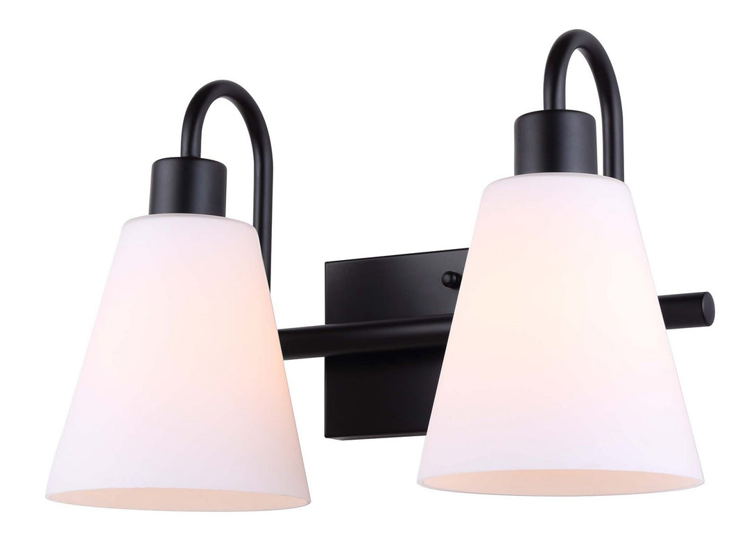 Wyler Two Light Vanity in Matte Black - available from The Lighting Shoppe, trusted by Canadian homeowners