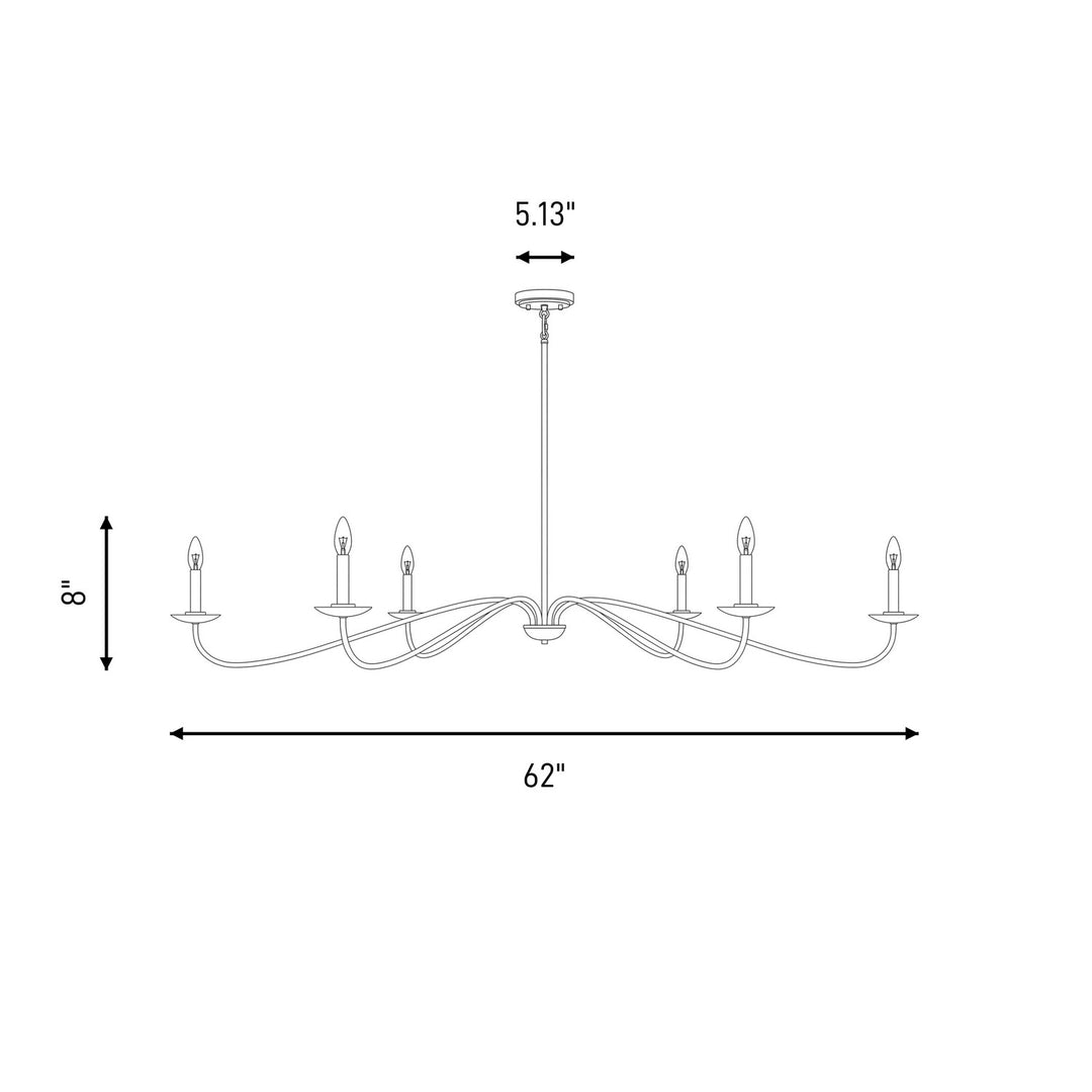 Meridian - M100119NB - Six Light Chandelier - Natural Brass