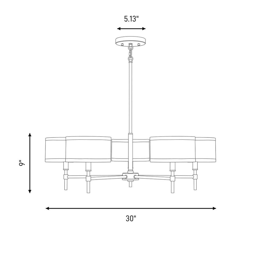Meridian - M10011NB - Five Light Chandelier - Natural Brass