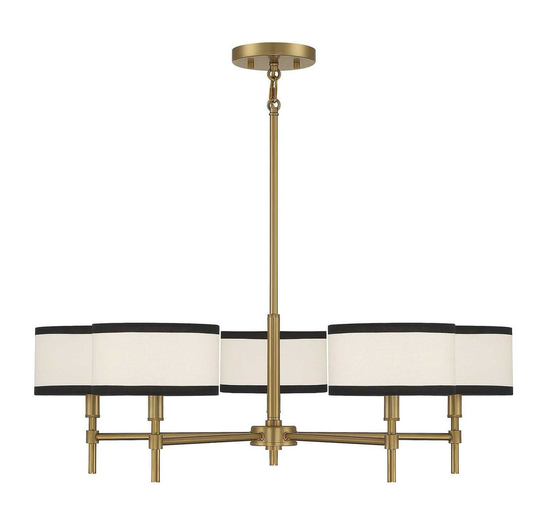 Meridian - M10011NB - Five Light Chandelier - Natural Brass