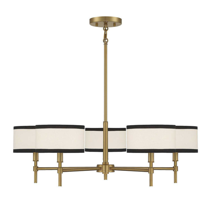 Meridian - M10011NB - Five Light Chandelier - Natural Brass