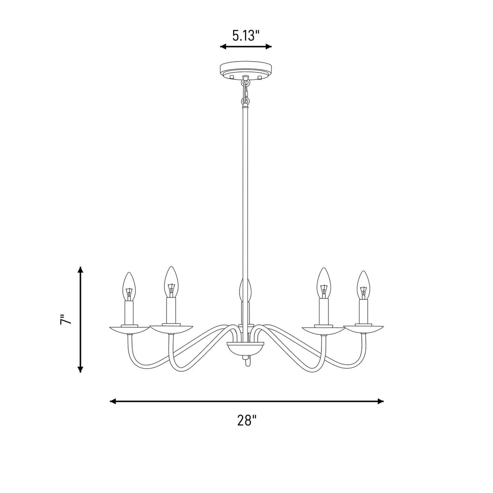 Meridian - M100120MBK - Five Light Chandelier - Matte Black