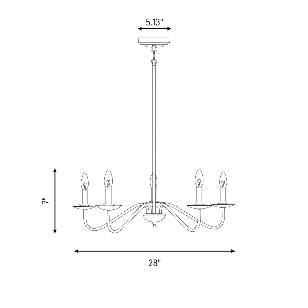 Meridian - M100120NB - Five Light Chandelier - Natural Brass