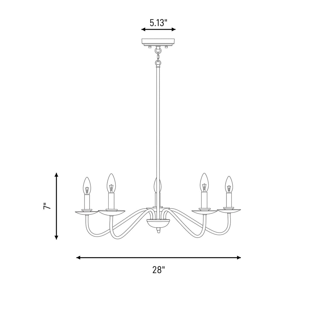 Meridian - M100120NB - Five Light Chandelier - Natural Brass