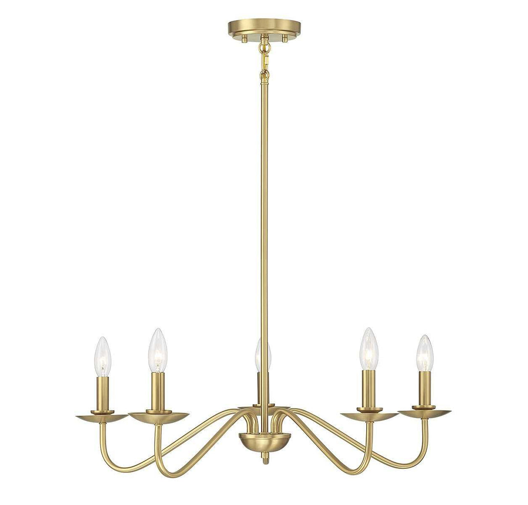 Meridian - M100120NB - Five Light Chandelier - Natural Brass