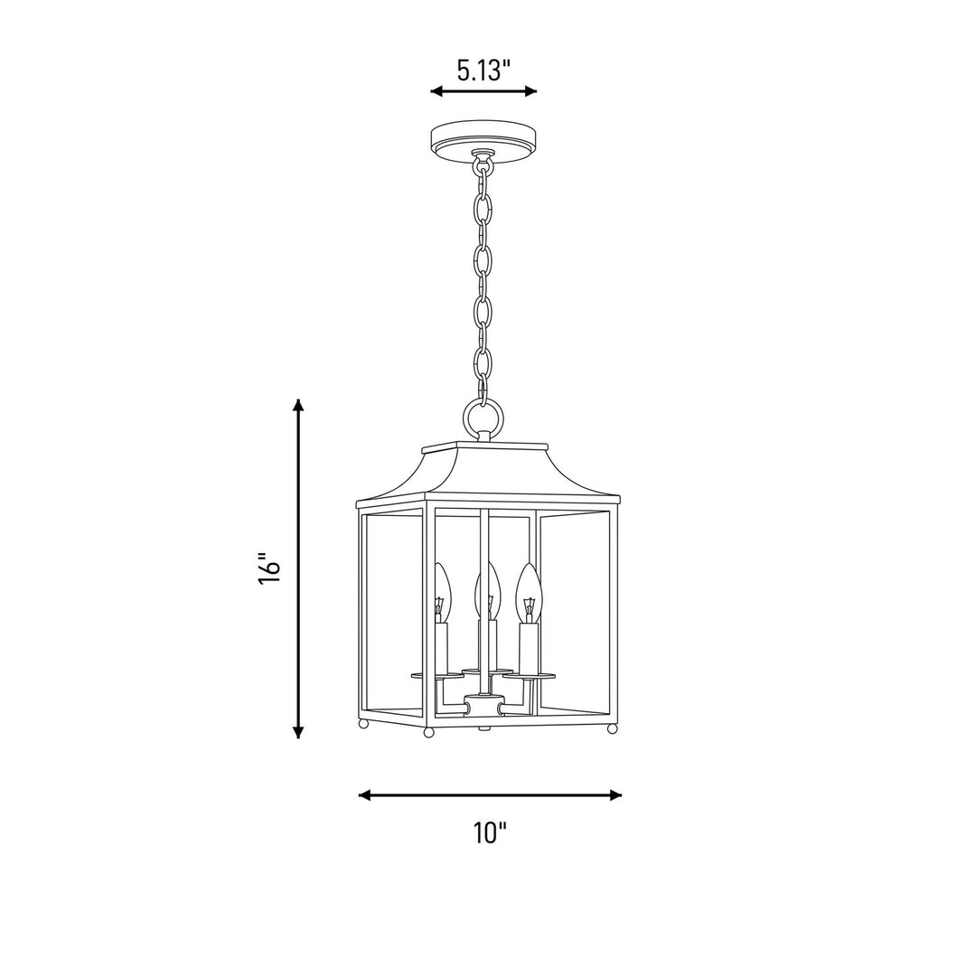 Meridian - M30013NBLPN - Three Light Pendant - Navy Blue with Polished Nickel