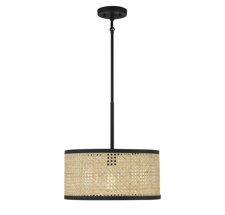 Meridian - M7018MBK - One Light Pendant - Natural Cane with Matte Black