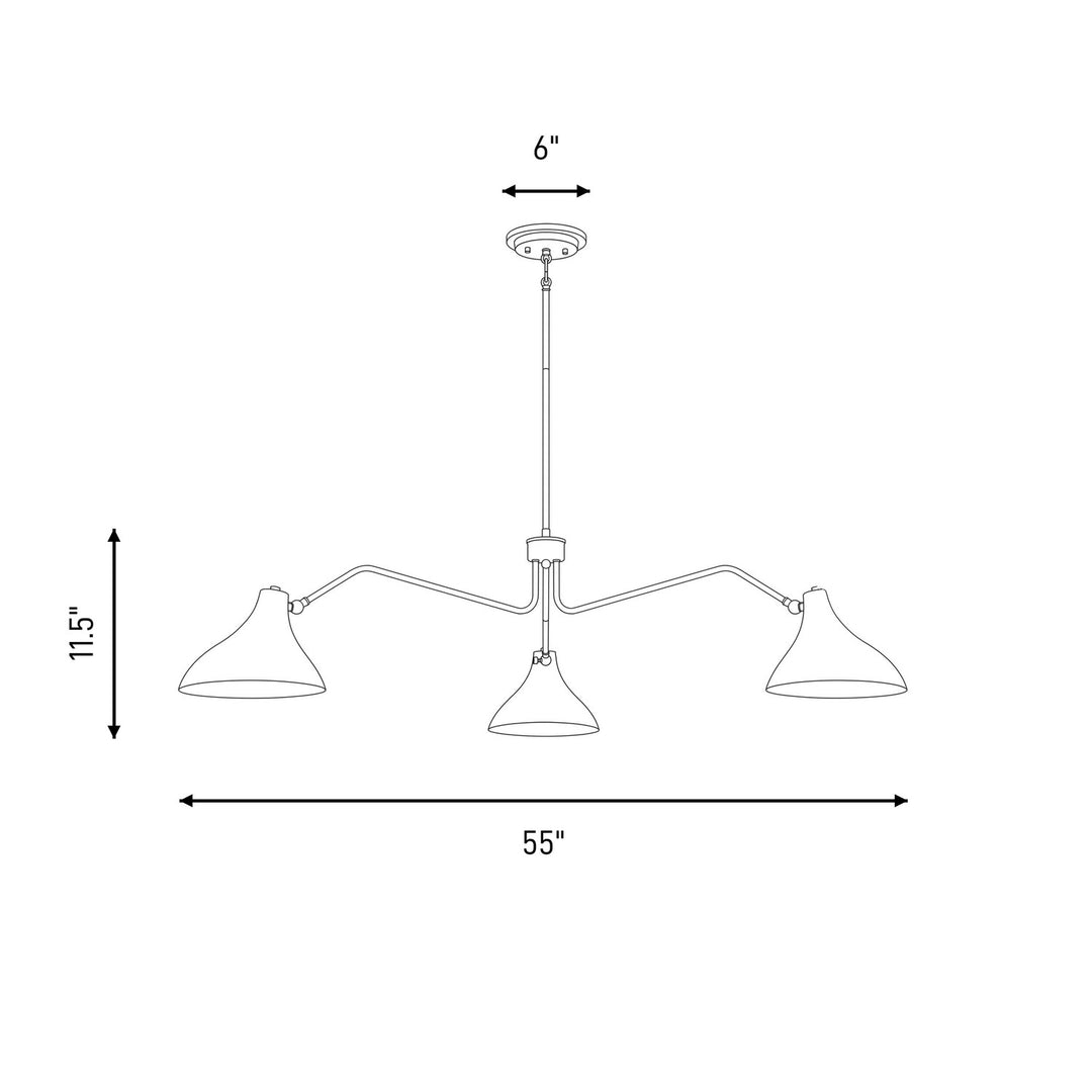 Meridian - M7019WHNB - Three Light Pendant - White with Natural Brass