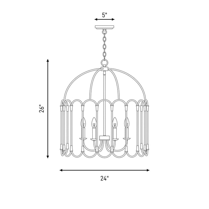 Meridian - M7029MBK - Four Light Pendant - Matte Black