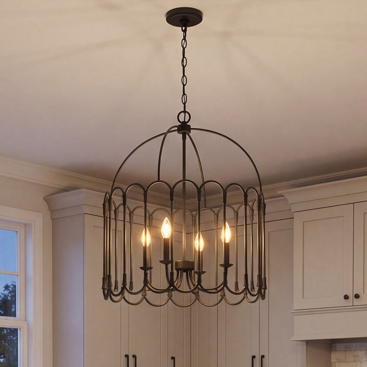 Meridian - M7029MBK - Four Light Pendant - Matte Black
