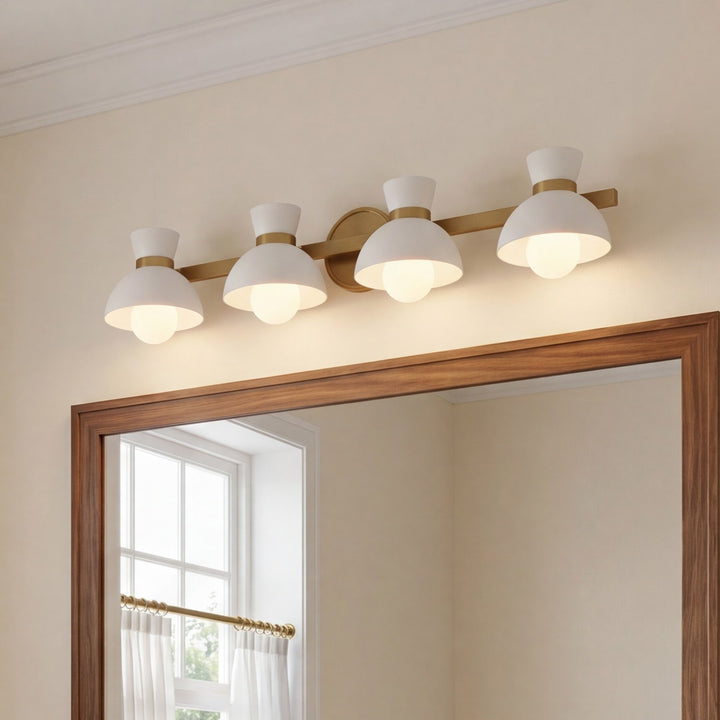 Meridian - M80076NB - Four Light Bathroom Vanity - Natural Brass