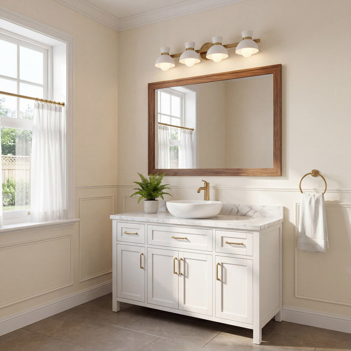 Meridian - M80076NB - Four Light Bathroom Vanity - Natural Brass