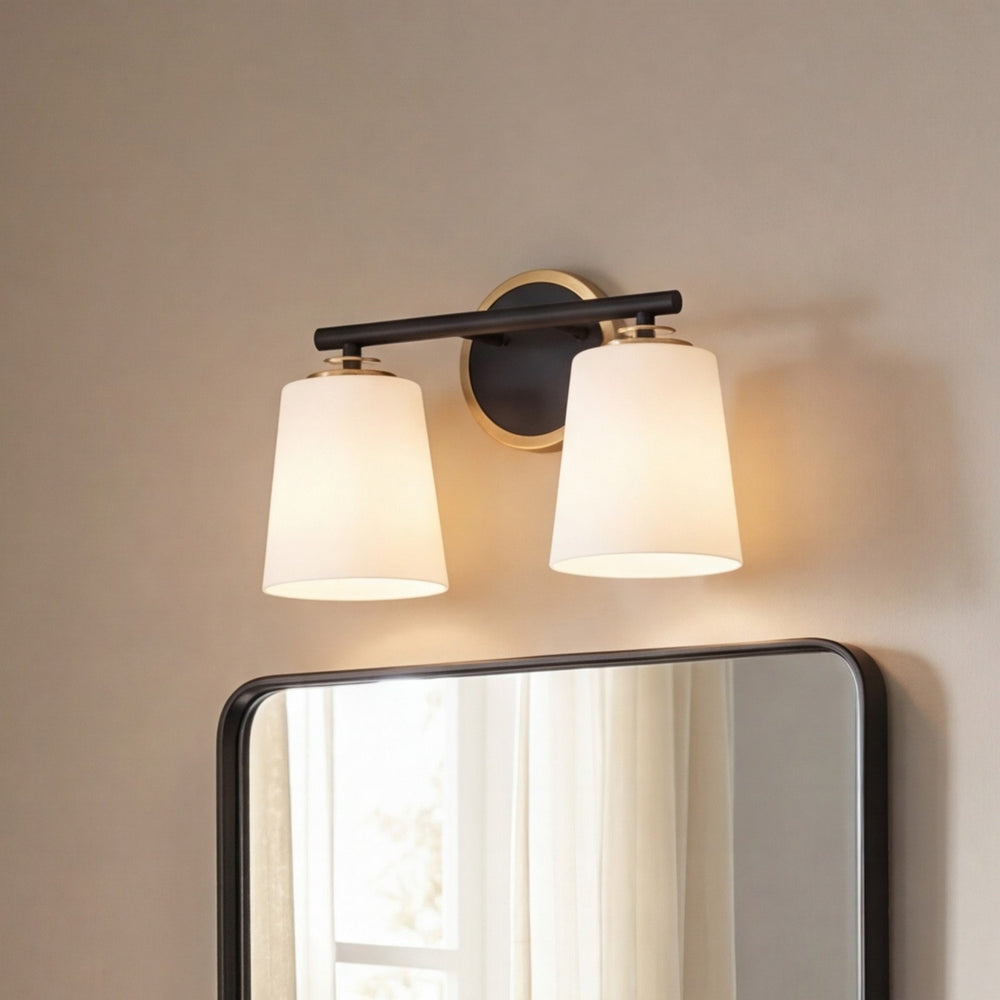 Meridian - M80077MBKNB - Two Light Bathroom Vanity - Matte Black and Natural Brass