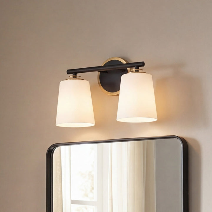 Meridian - M80077MBKNB - Two Light Bathroom Vanity - Matte Black and Natural Brass